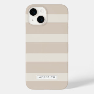 Minimalist Beige Stripe Name Case-Mate iPhone Case