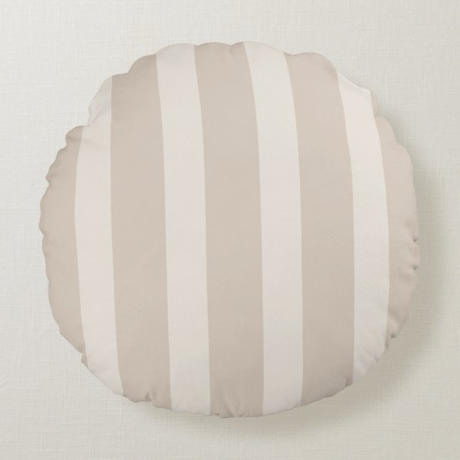 Minimalist Beige Stripe Round Pillow (Front)