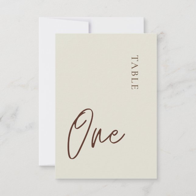 Minimalist beige Table One Table Number (Back)