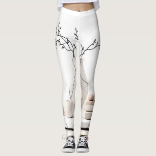 Minimalist Beige Vases – Zen Still Life Leggings