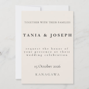 Minimalist Beige Weddding Invitation Card