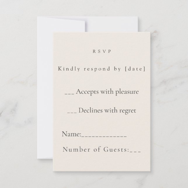 Minimalist Beige Weddding RSVP Card (Front)