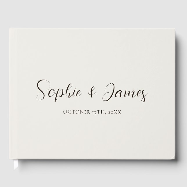 Minimalist Beige Wedding  Guest Book (Front)