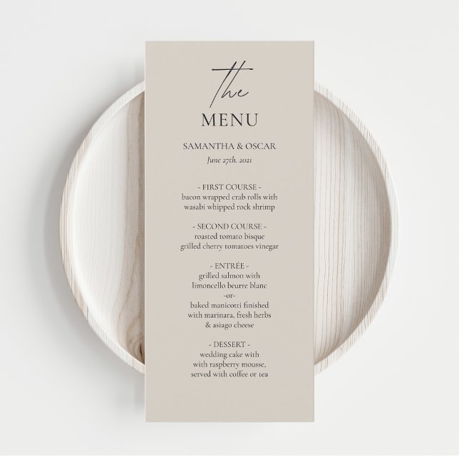 Minimalist Beige Wedding Menu | Elegant Modern  (Creator Uploaded)