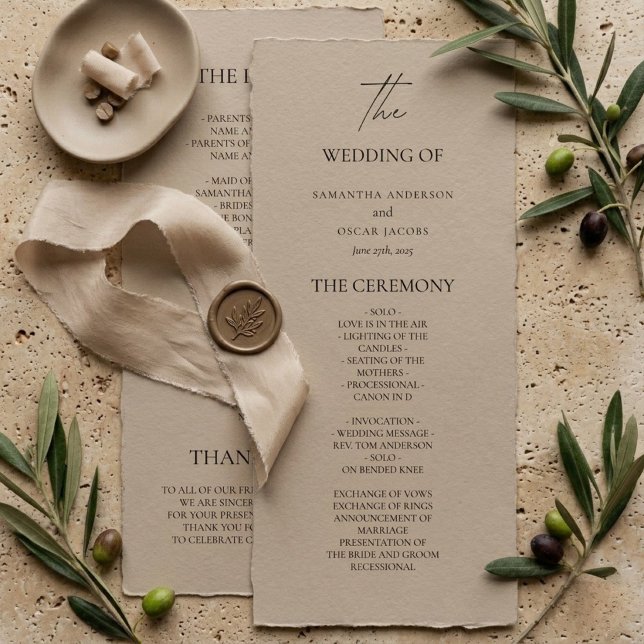 Minimalist Beige Wedding Program | Elegant Neutral Menu (Creator Uploaded)