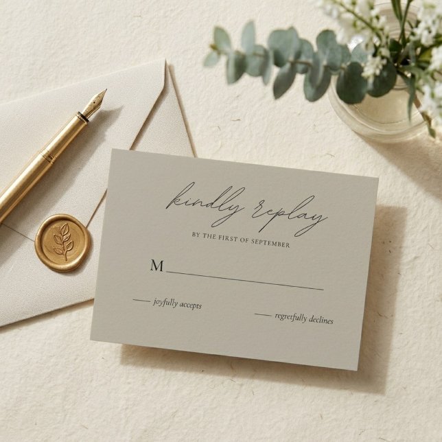 Minimalist Beige Wedding RSVP Card (Creator Uploaded)