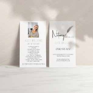 Minimalist Beige & White Notary Photo Vertical Business Card