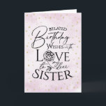 Minimalist Belated Birthday Cards For Sister<br><div class="desc">This minimalist watercolor typography belated birthday greeting card is designed especially for a sister, offering a clean, modern, and thoughtful way to send late birthday wishes. The front features a soft watercolor effect background paired with refined typographic design, creating a simple yet contemporary look. Inside, this photo greeting card includes...</div>