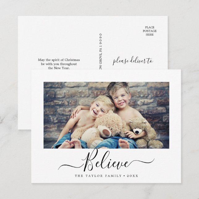 Minimalist Believe Religious Landscape Photo Holiday Postcard (Front/Back)