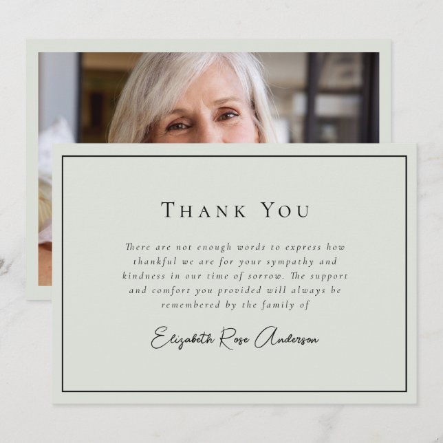 Minimalist Bereavement Funeral Thank You Card (Front/Back)