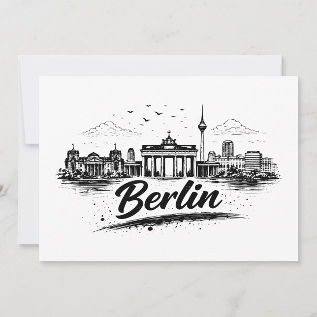 Minimalist Berlin Germany Cityscape Art Card (Front)