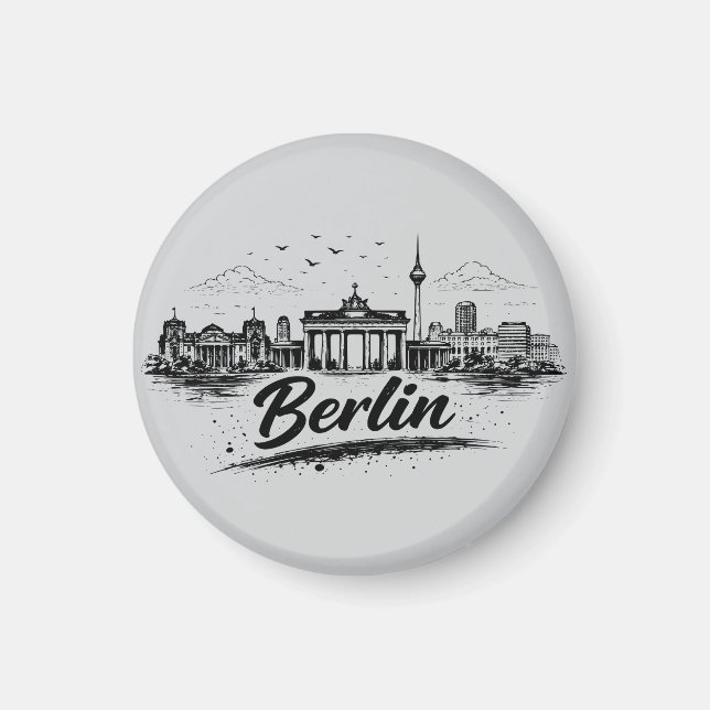 Minimalist Berlin Germany Cityscape Art Magnet (Front)