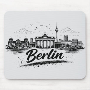 Minimalist Berlin Germany Cityscape Art Mouse Mat