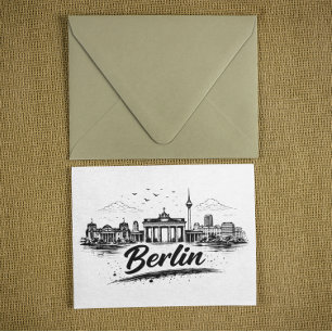Minimalist Berlin Germany Cityscape Art Postcard
