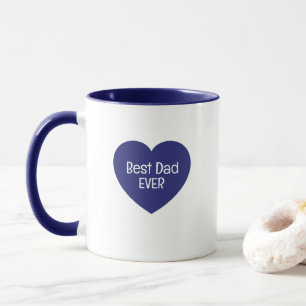 Minimalist Best Dad Ever Blue Heart Navy Coffee Mug