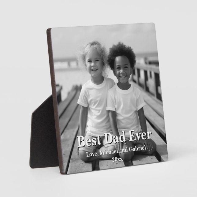 Minimalist Best Dad Ever personalised photos Plaque (Front)