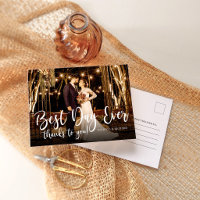 Minimalist Best Day Ever Photo Wedding Thank You 