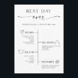 Minimalist Best Day Ever Wedding Timeline Program Programme<br><div class="desc">This program includes a timeline of your wedding as a fun and simple way to give important wedding information to your wedding guests.</div>