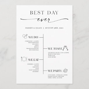 Minimalist Best Day Ever Wedding Timeline Program Programme