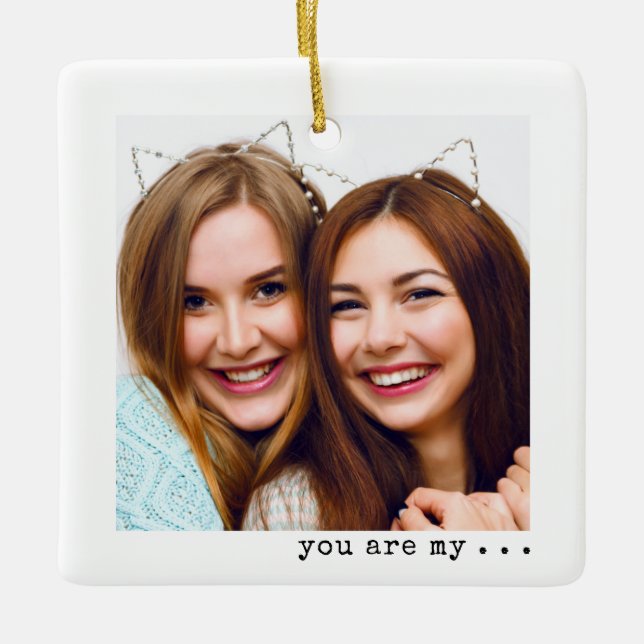 Minimalist Best Friend Forever Photo Ornament (Front)