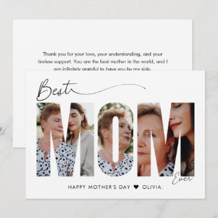 Minimalist Best Mum Ever Custom Photo Mother's Day Card