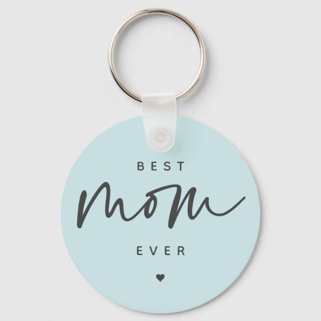 Minimalist Best Mum Ever elegant Script Typography Key Ring (Front)