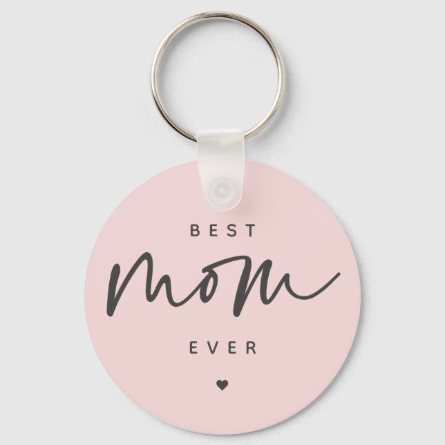 Minimalist Best Mum Ever elegant Script Typography Key Ring (Front)