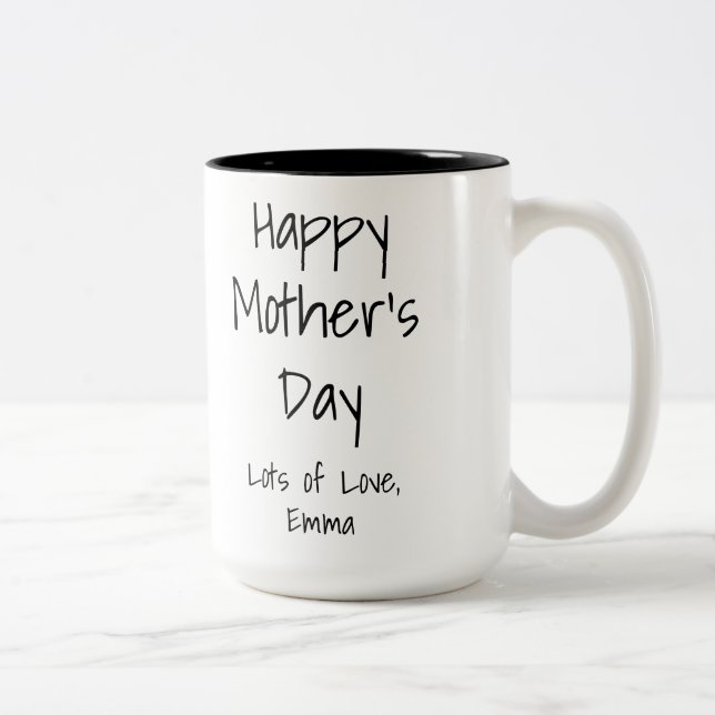Minimalist Best Mum Ever Mother's Day Gift Two-Tone Coffee Mug (Right)