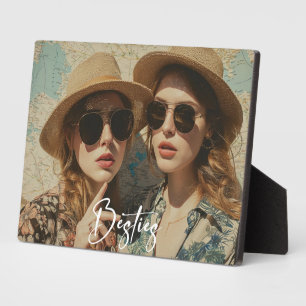 Minimalist Besties Friendship One Photo Block Plaque