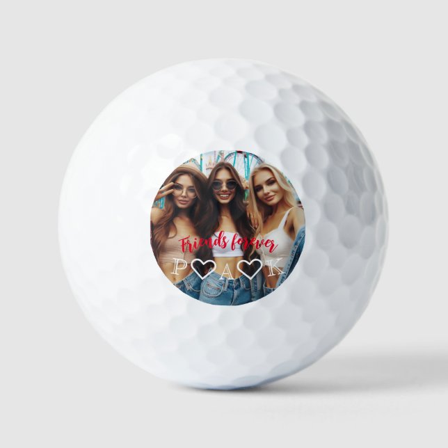 Minimalist BFF Valentine's Day White Heart | Photo Golf Balls (Front)