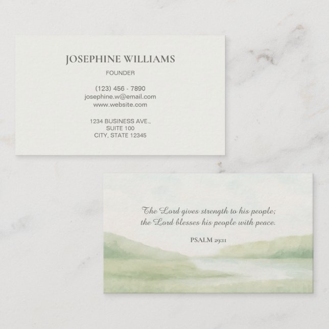 Minimalist Bible Verse Psalm 29:11 - Christian Business Card (Front/Back)