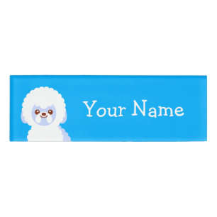 Minimalist Bichon Frise Kawaii Dog Cartoon Name Tag