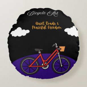 Minimalist Bicycle Art Design Round Cushion