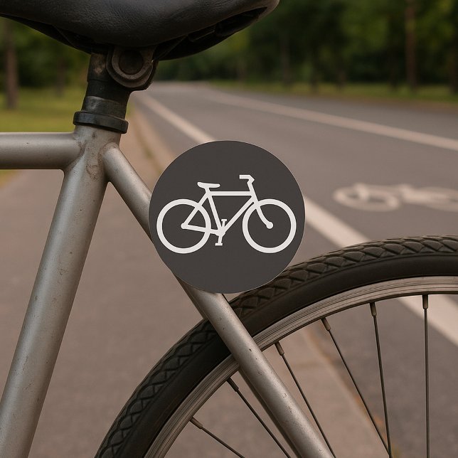 Minimalist Bicycle Black and White Bike Symbol Classic Round Sticker (Creator Uploaded)