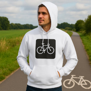 Minimalist Bicycle Black and White Bike Symbol Hoodie