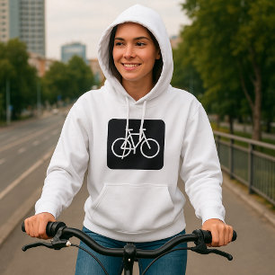 Minimalist Bicycle Black and White Bike Symbol Hoodie
