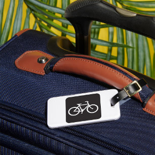 Minimalist Bicycle Black and White Bike Symbol Luggage Tag