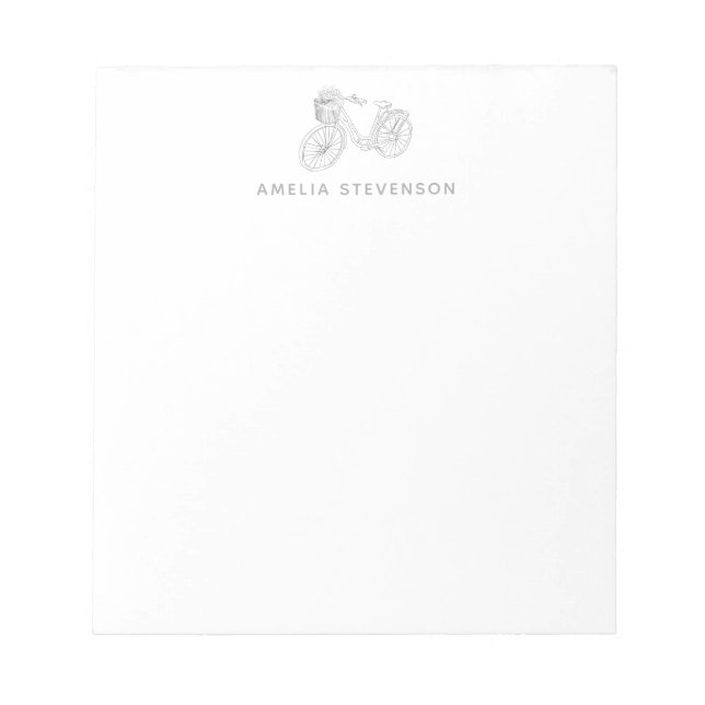 Minimalist Bicycle Line Drawing Personalised  Notepad (Front)