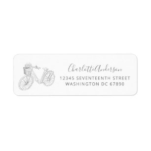Minimalist Bicycle Line Drawing Return Address