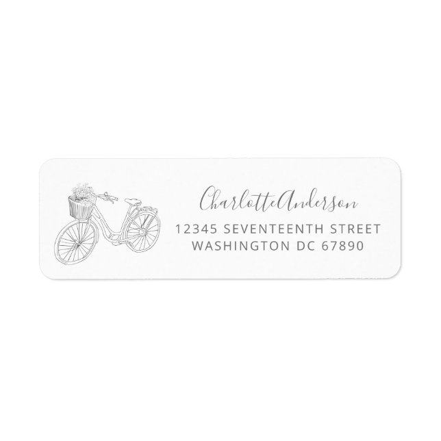 Minimalist Bicycle Line Drawing Return Address (Front)