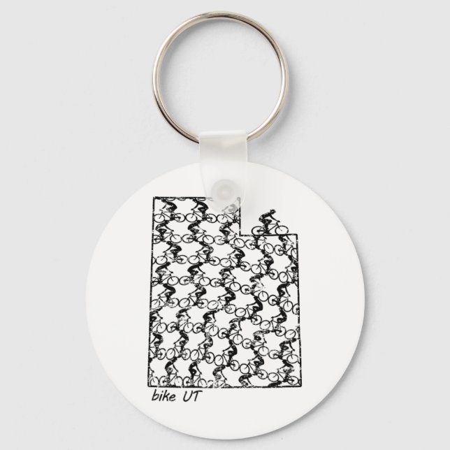 Minimalist Bike Riding Utah State Map Mountain Bik Key Ring (Front)