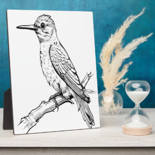 Minimalist Bird Illustration Line Art Plaque