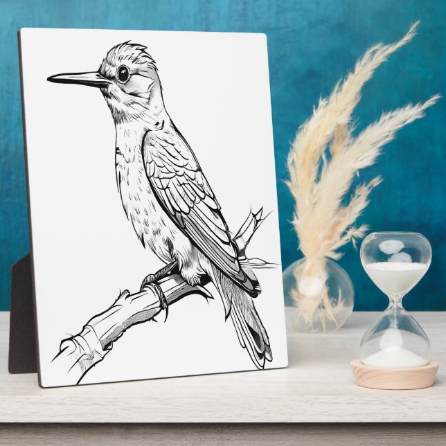 Minimalist Bird Illustration Line Art Plaque (Side)