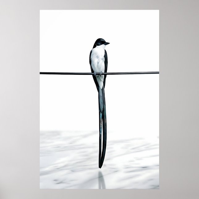 Minimalist Bird on Wire Photography Poster (Front)