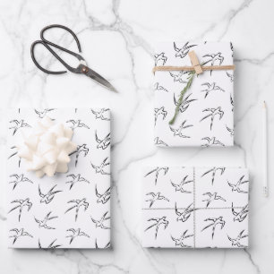 Minimalist Bird Pattern Wrapping Paper Sheet