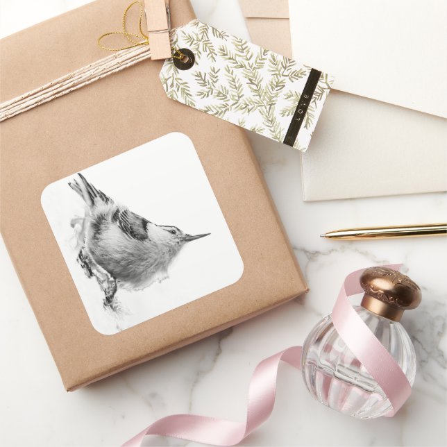 Minimalist Bird Portrait Square Sticker (Gifting)