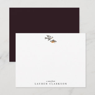 Minimalist Birds Illustration, burgundy note card