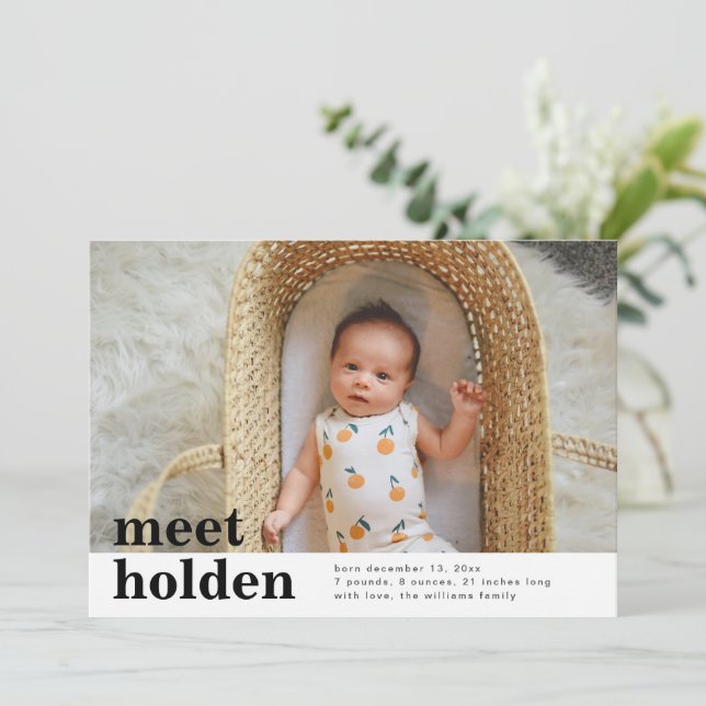 Minimalist Birth Announcement | Birth Announcement (Standing Front)