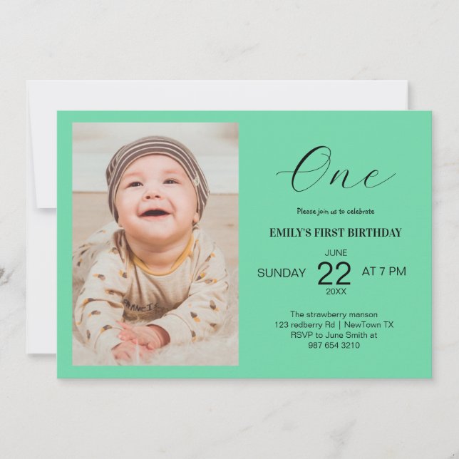 Minimalist birthday card with photo (Front)