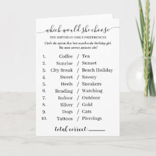 Minimalist Birthday Girl Interview Game Activity Card